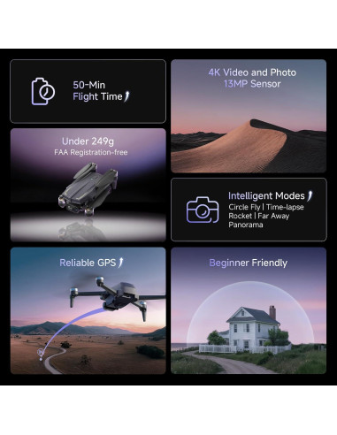 Dron Ameta S20 Pro 4K GPS con cámara 13MP y 50 min vuelo