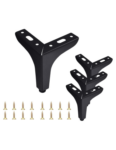 Patas de Mueble de Metal CozyCabin 10.16 cm Juego de 4 Negras