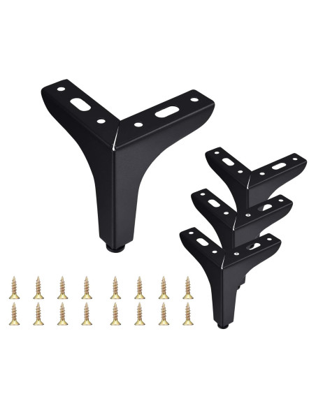 Patas de Mueble de Metal CozyCabin 10.16 cm Juego de 4 Negras Patas de Mueble de Metal CozyCabin 10.16 cm Juego de 4 Negras
