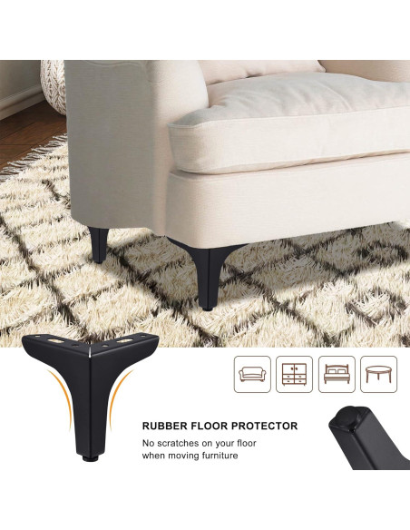 Patas de Mueble de Metal CozyCabin 10.16 cm Juego de 4 Negras Patas de Mueble de Metal CozyCabin 10.16 cm Juego de 4 Negras