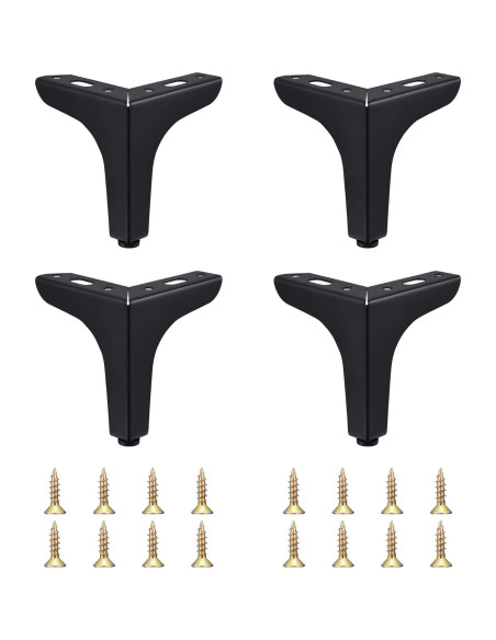 Patas de Mueble de Metal CozyCabin 10.16 cm Juego de 4 Negras Patas de Mueble de Metal CozyCabin 10.16 cm Juego de 4 Negras