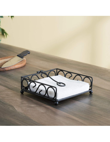 Soporte de Servilletas Home Basics Negro con Brazo Pivoteado