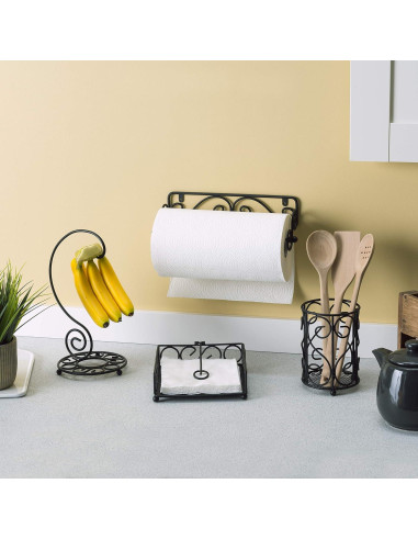 Soporte de Servilletas Home Basics Negro con Brazo Pivoteado