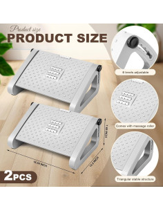 Reposapiés Ergonómico Ajustable Beeveer - 2 Pcs Gris 2