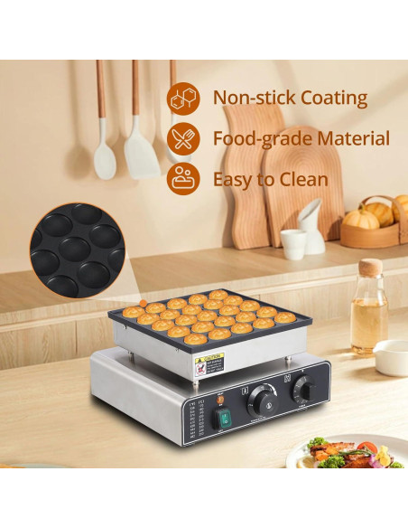 Horno de Waffles Mini Eléctrico Antiadherente RQ 25 Huecos