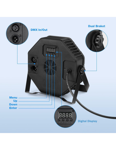 Luces de Escenario LED MOSFiATA 36W 2 Paquete RGB DMX