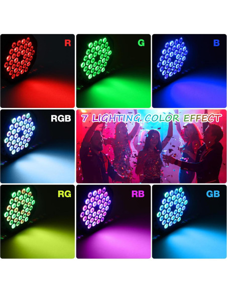 Luces de Escenario LED MOSFiATA 36W 2 Paquete RGB DMX