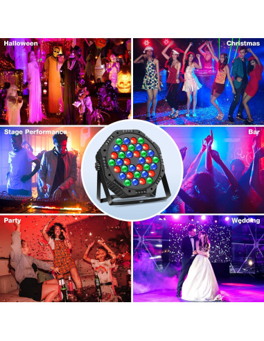 Luces de Escenario LED MOSFiATA 36W 2 Paquete RGB DMX