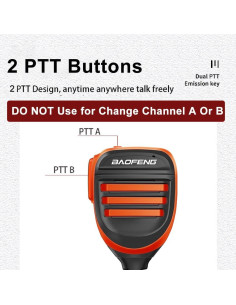 Micrófono PTT Doble BAOFENG SQ26 Impermeable 1.8m Naranja 2