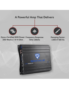 Amplificador de coche Rockville RVA600.1 1200W pico 200W RMS 2