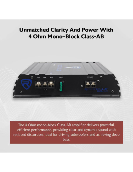 Amplificador de coche Rockville RVA600.1 1200W pico 200W RMS