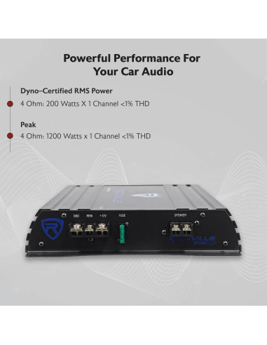 Amplificador de coche Rockville RVA600.1 1200W pico 200W RMS