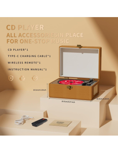 Reproductor de CD Bluetooth Yintiny TMB8 con altavoces 1.06 kg