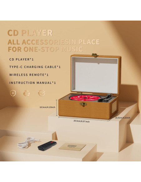 Reproductor de CD Bluetooth Yintiny TMB8 con altavoces 1.06 kg