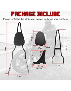 Barra Sissy INNOGLOW con Almohadilla para Harley Sportster 04+ 2