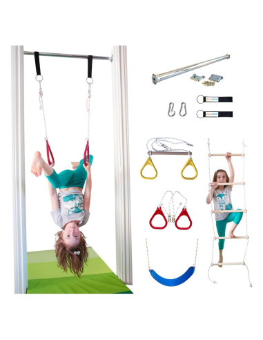 Kit de Columpio de Puerta DreamGYM para Niños - Barra, Anillos y Escalera