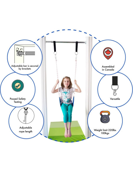 Kit de Columpio de Puerta DreamGYM para Niños - Barra, Anillos y Escalera