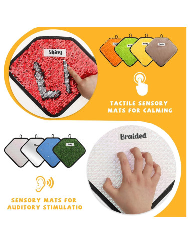 12 Alfombrillas Sensoriales WSICSE Multicolor 22.86x15.24 cm