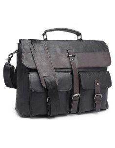 Bolsa Mensajera de Cuero Seyfocnia para Laptop 15.6" Negra
