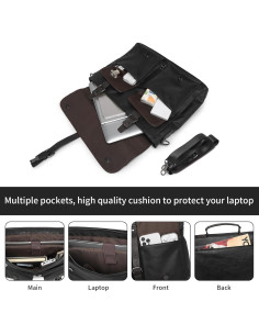 Bolsa Mensajera de Cuero Seyfocnia para Laptop 15.6" Negra 2