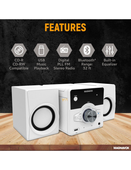 Sistema de Estante para CD Magnavox MM442 con Bluetooth y FM
