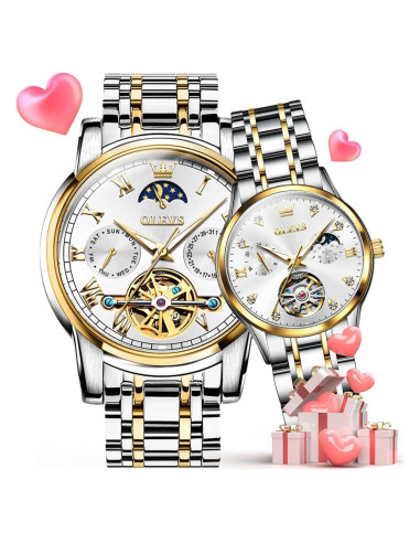 Conjunto de Relojes Mecánicos OLEVS para Pareja - 30m Agua