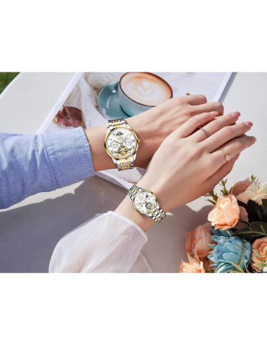 Conjunto de Relojes Mecánicos OLEVS para Pareja - 30m Agua
