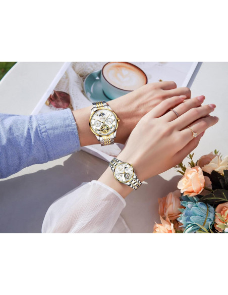 Conjunto de Relojes Mecánicos OLEVS para Pareja - 30m Agua