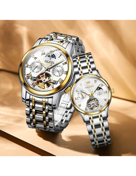Conjunto de Relojes Mecánicos OLEVS para Pareja - 30m Agua