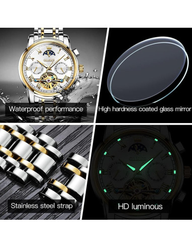 Conjunto de Relojes Mecánicos OLEVS para Pareja - 30m Agua