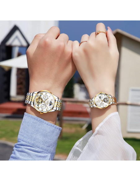 Conjunto de Relojes Mecánicos OLEVS para Pareja - 30m Agua