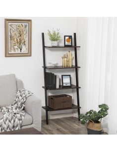 Estante de Escalera VASAGLE 4 Niveles Acero Negro Rústico 2