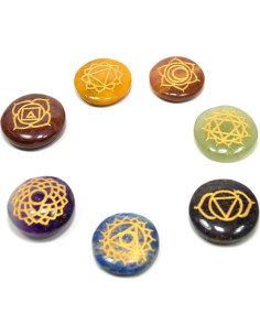 Conjunto de Discos de Cristal Chakra HQRP en Caja de Madera 2