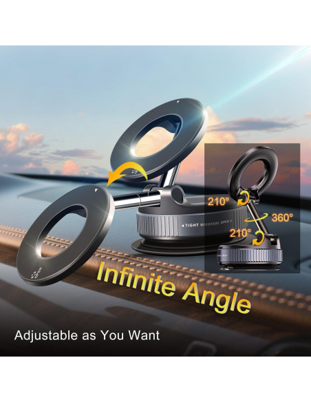 Soporte para Teléfono Magnético Jkoailiwi Ajustable 360 Negro