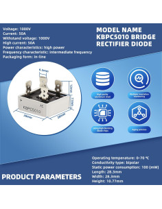 Diodo Rectificador de Puente KBPC5010 50A 1000V - 12PCS 2