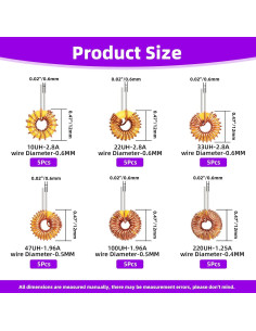 Kit de 30 Inductores Toroidales Swpeet 10UH-220UH para DIY 2