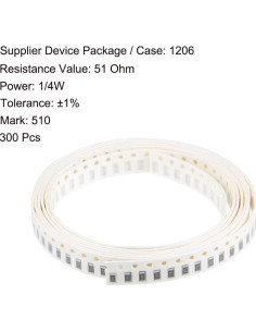 Resistores de Chip 51 Ohm 1/4W uxcell 300pcs 1206 para Electrónica 2