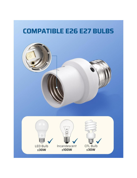 Adaptador de Enchufe con Sensor de Luz DEWENWILS E26/E27 Doble