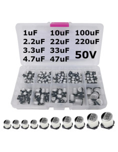 Kit de Capacitores Electrolíticos SMD 50V - 140 pcs 1uF a 220uF
