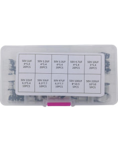 Kit de Capacitores Electrolíticos SMD 50V - 140 pcs 1uF a 220uF 2