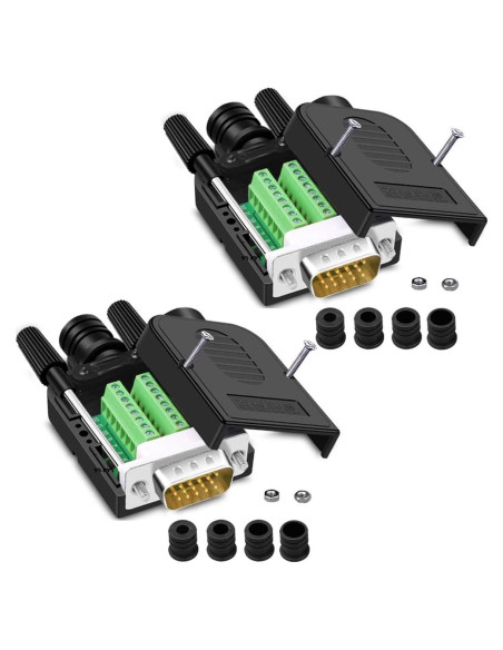 Conector Rápido VGA Macho 3+9 ANMBEST 2PCS 16mm Sin Soldadura