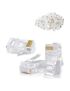 Conectores RJ45 Crimpados 8P8C para Cable Ethernet CAT5E CAT6 - 100 Unidades