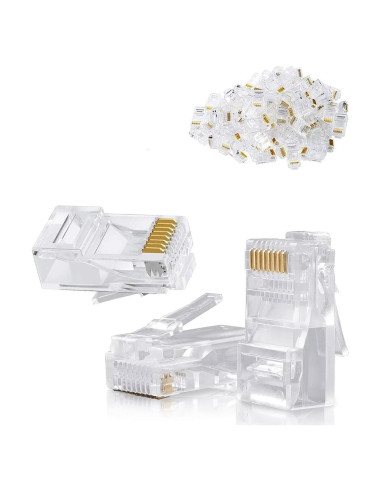 Conectores RJ45 Crimpados 8P8C para Cable Ethernet CAT5E CAT6 - 100 Unidades