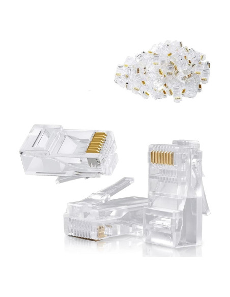Conectores RJ45 Crimpados 8P8C para Cable Ethernet CAT5E CAT6 - 100 Unidades
