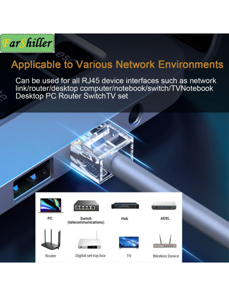 Conectores RJ45 Crimpados 8P8C para Cable Ethernet CAT5E CAT6 - 100 Unidades