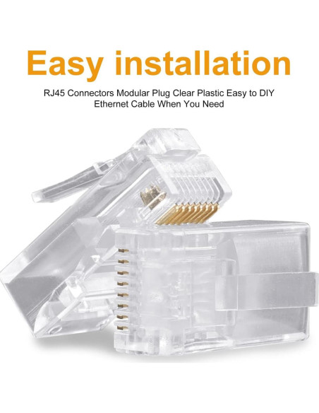 Conectores RJ45 Crimpados 8P8C para Cable Ethernet CAT5E CAT6 - 100 Unidades