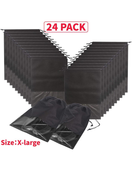 24 Bolsas de Viaje para Zapatos No Tejidas con Cuerda 24 Bolsas de Viaje para Zapatos No Tejidas con Cuerda