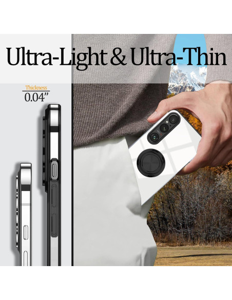 Funda Protectora Sony Xperia 1 V Wousunly Negra con Soporte Funda Protectora Sony Xperia 1 V Wousunly Negra con Soporte