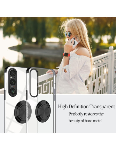 Funda Protectora Sony Xperia 1 V Wousunly Negra con Soporte