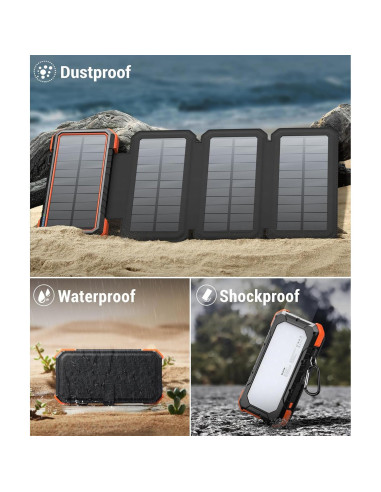 Cargador Solar BLAVOR 20000mAh con 4 Paneles Plegables